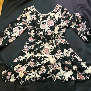 Black floral mini dress